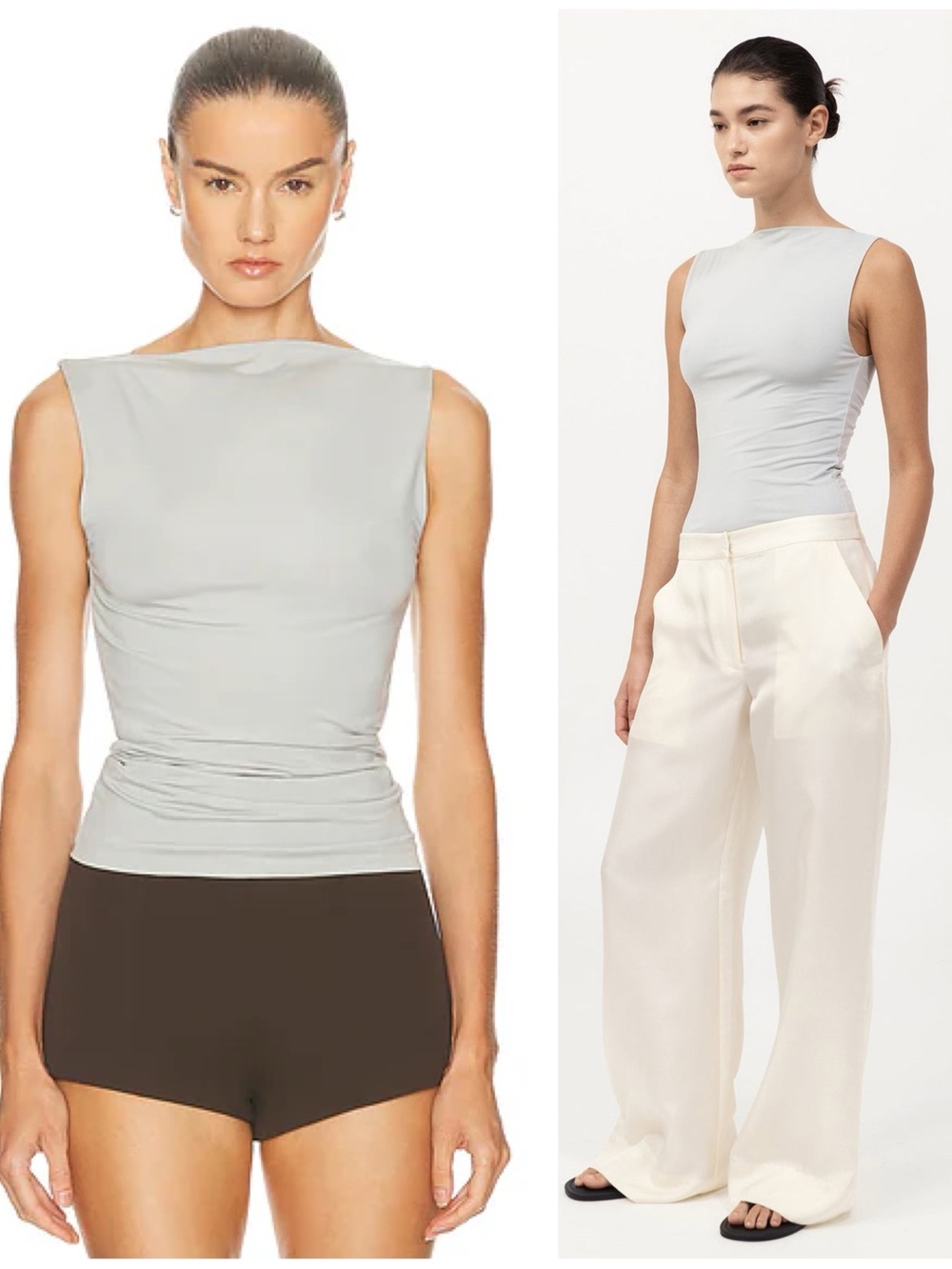 NWT St. Agni Cupro Jersey Tank Top Gray Silver Women’s Size XS